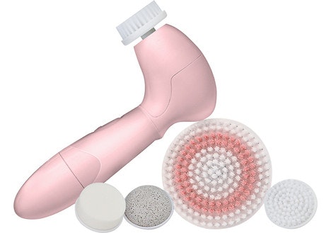 Spa Sonic Skin Care Face and Body Polisher 7-Piece Kit, Pink